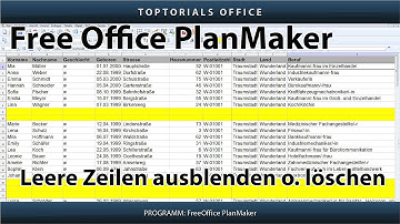 Leere Zeilen ausblenden oder löschen (Free Office PlanMaker)