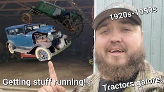 Starting old Iron! 1930s Tractors and 1929 Oldsmobile in North Dakota!