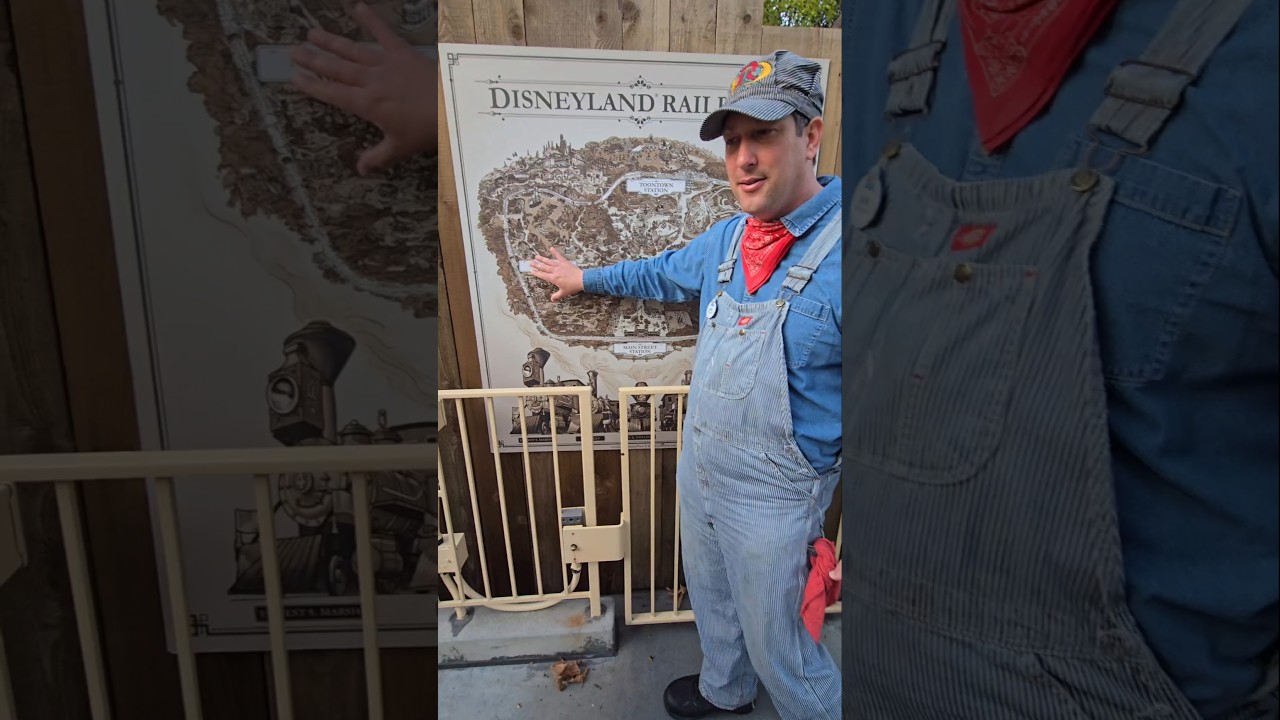Historical display about the Disneyland Railroad while it's under