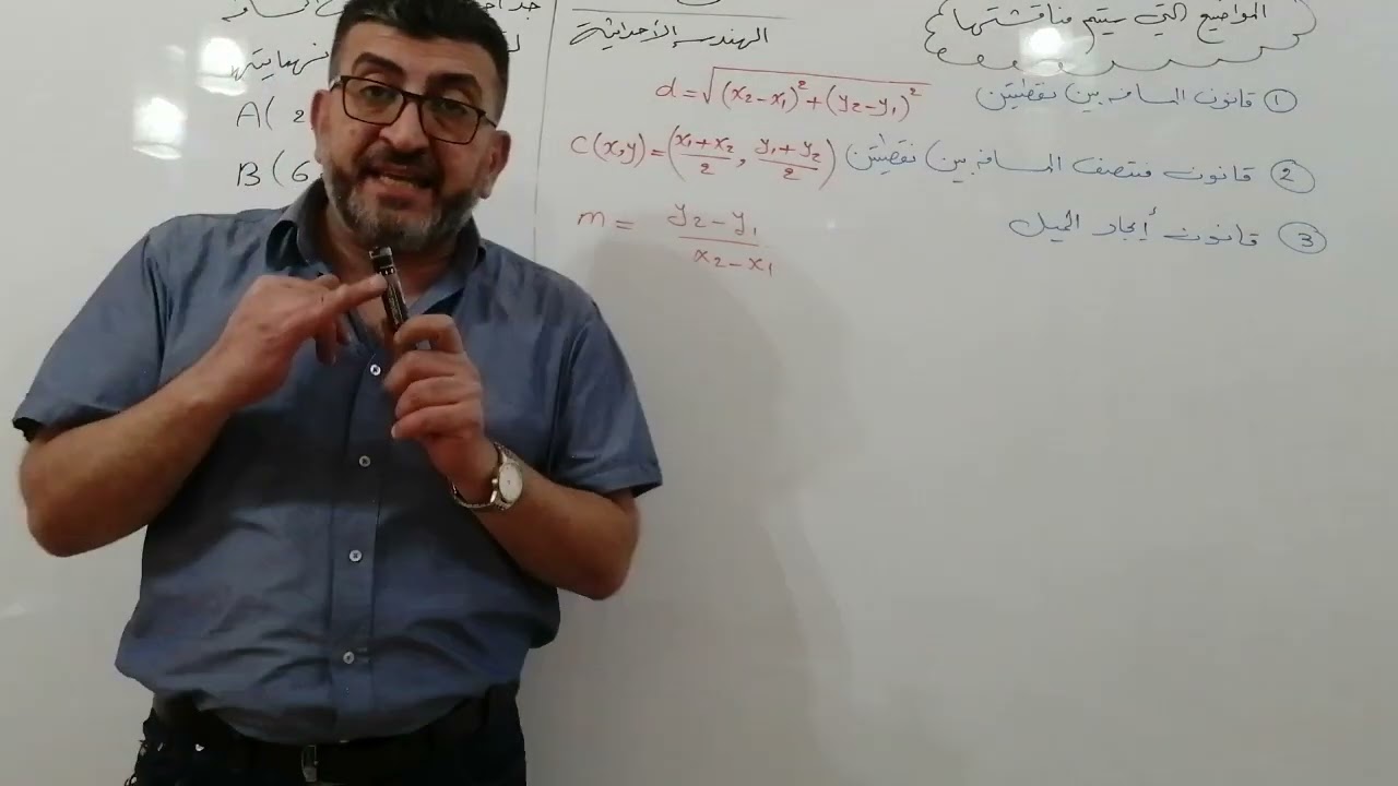 الرياضيات للصف الأول مهني الفصل السادس الهندسة الأحداثية