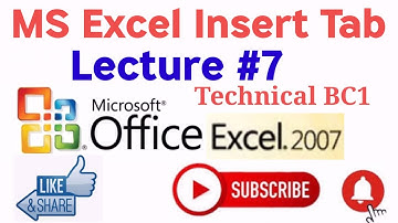 Ms Excel 2007 | Full Course | Insert Tab | Lecture | Lesson | class |Urdu Hindi/Tutorial #7