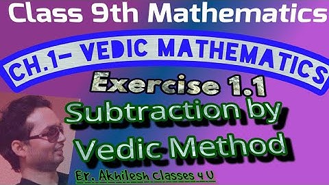 RBSE Class 9th Math Vedic math Subtraction by Vedic Method  || Exercise 1.1 9th RBSE