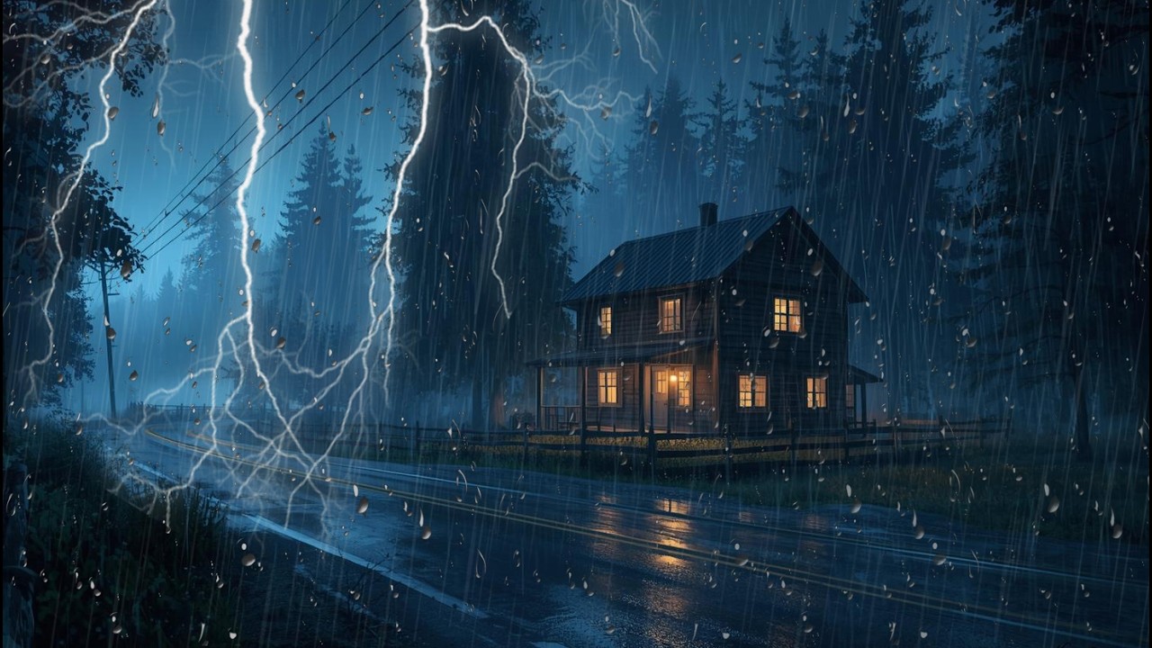 Release Stress and Sleep Deeply 😴 Heavy Rain & Thunder Sounds at Night ...
