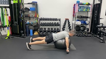 Single-Arm Stability Ball External Rotation w/Press