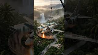 Abandoned Airplane Transformed Into a Luxury Jungle Villa Above a Waterfall
