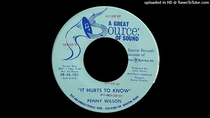 Penny Wilson - It Hurts To Know - A Great Source o...