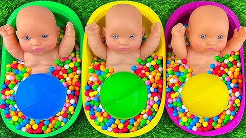 3 Minutes Satisfying Video Mixing Funny Candy ASMR & Make Up in 3 Bathtubs with Magic M&M