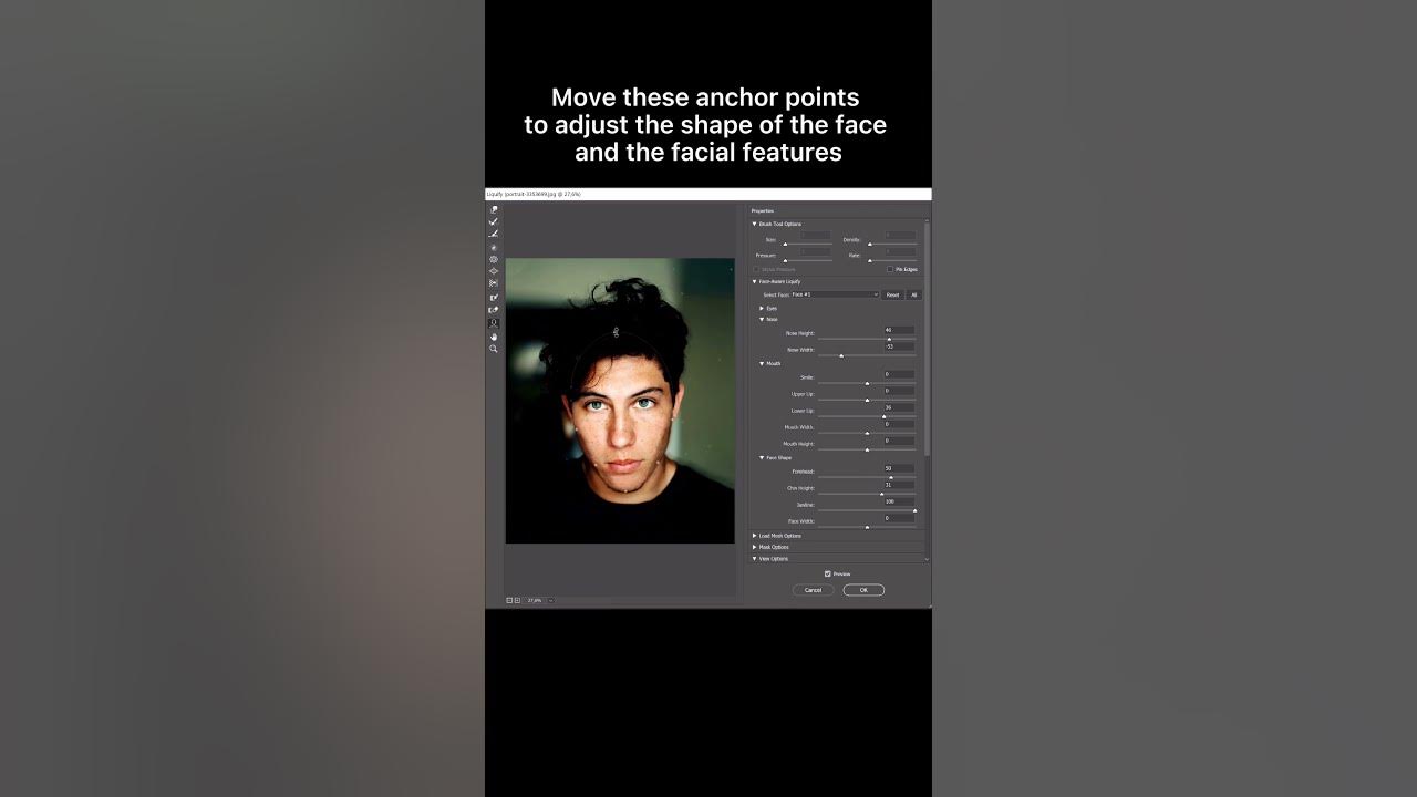 how-to-change-face-shape-and-facial-features-photoshop-shorts-youtube