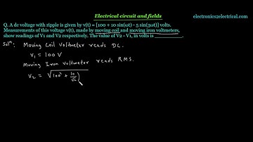 A dc voltage with ripple is given by v(t) = [100 + 10 sin(ωt) - 5 sin(3ωt)] | Electrical Engineering