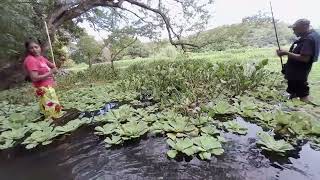 pescando   con anzuelo en la laguna el jocotal