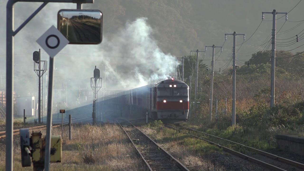 静狩駅　（音量にご注意）信号消える瞬間捉える TE(緊急列車防護装置）DF-200レッドベアー牽引上り３０６２レ貨物列車