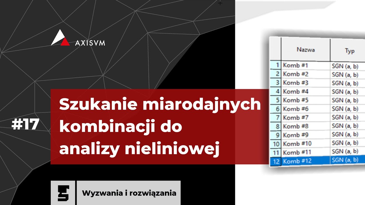 AxisVM [WiR #17] Szukanie miarodajnych kombinacji do analizy nieliniowej