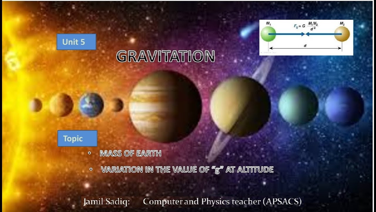 Physics 9 Unit 5 Topic Mass of earth and Variation in " g " with ...