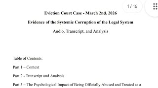 Audio - Eviction Case - March 2nd, 2026 - Evidence of the Systemic Corruption of the Legal System