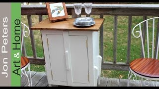 Here are the tools, tips and design plans to build this small outdoor storage cabinet and bar. You can find the design plans on my 