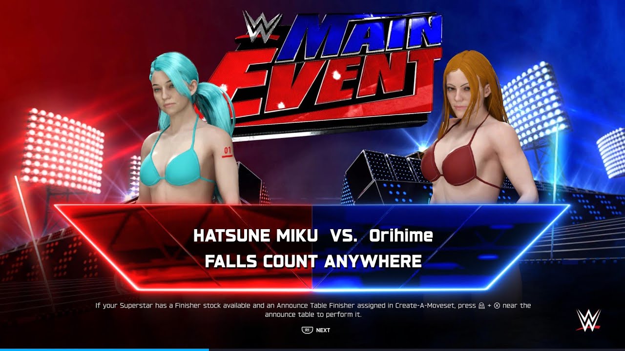 WWE 2K25 Hatsune Miku VS Orihime Bikini Falls Counts anywhere Match