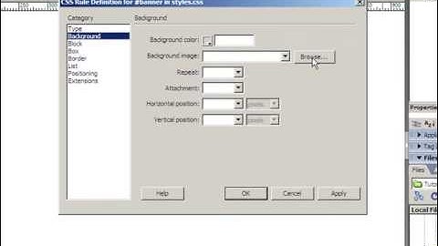 Using CSS to put a background image into a div tag in Dreamweaver CS3