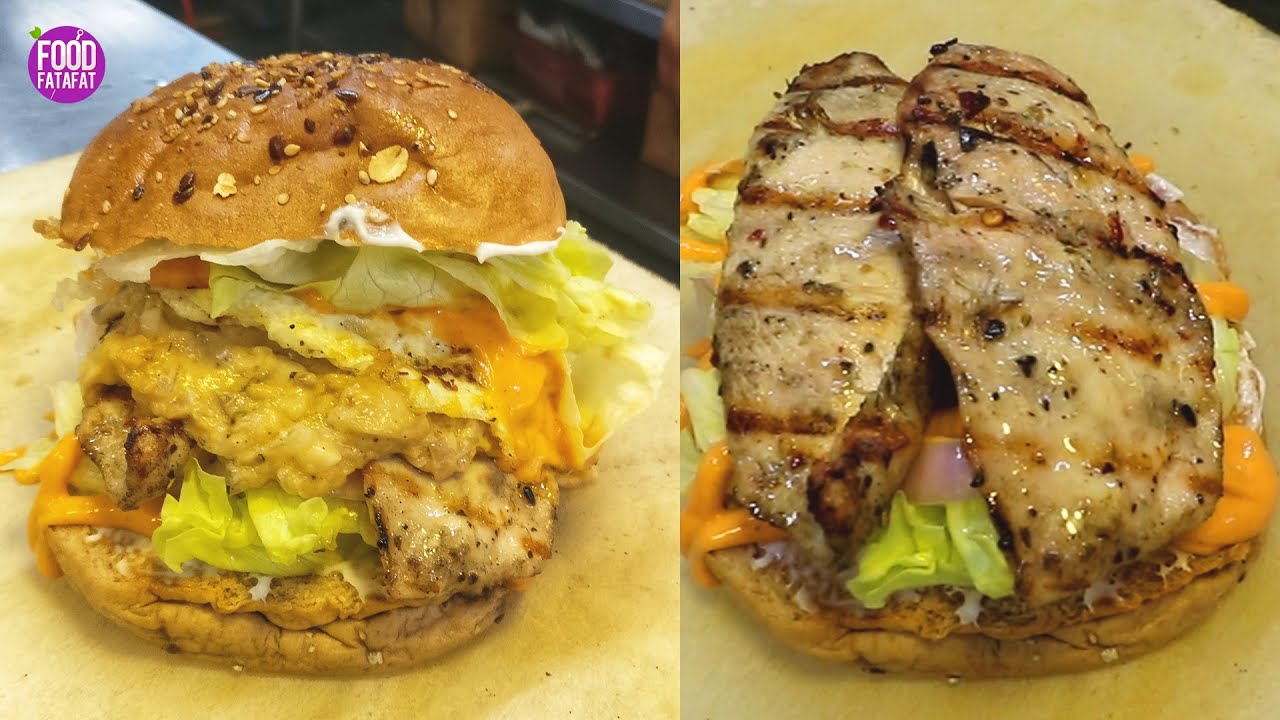 Epic Hunter Chicken Burger Making Never Seen Before | ऐसा बर्गर आपने पहले नहीं खाया होगा | Food Fatafat