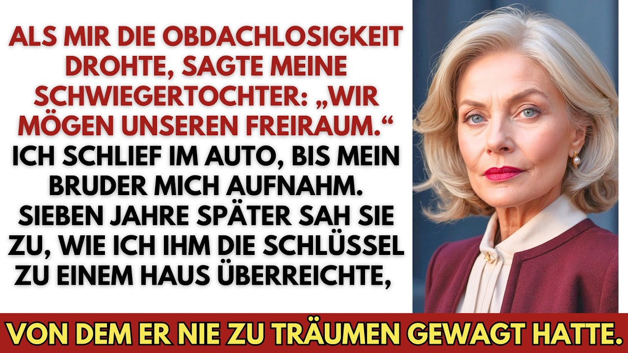 Ich schlief sieben Nächte im Auto auf einem Supermarktparkplatz, weil meine Schwiegertochter sagte: „Wir mögen unseren Freiraum." Heute stand sie mit ausgestreckter Hand vor meinem neuen Haus, um...