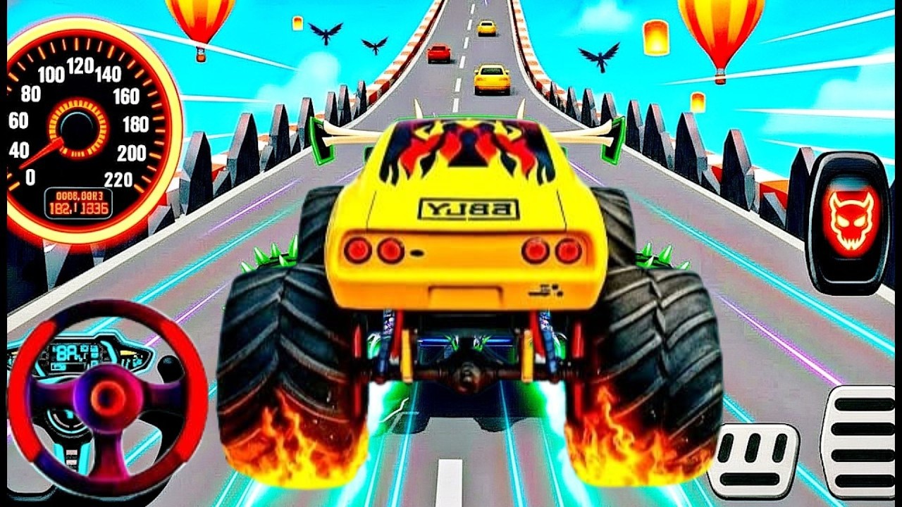 Mega Ramp Monster Car Racing 3D - Extreme Car Stunts -Android Gamepla #MegaRamp #3DGames  🏎️🔥