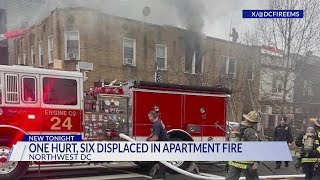 Woman seriously hurt, 6 displaced in DC apartment fire