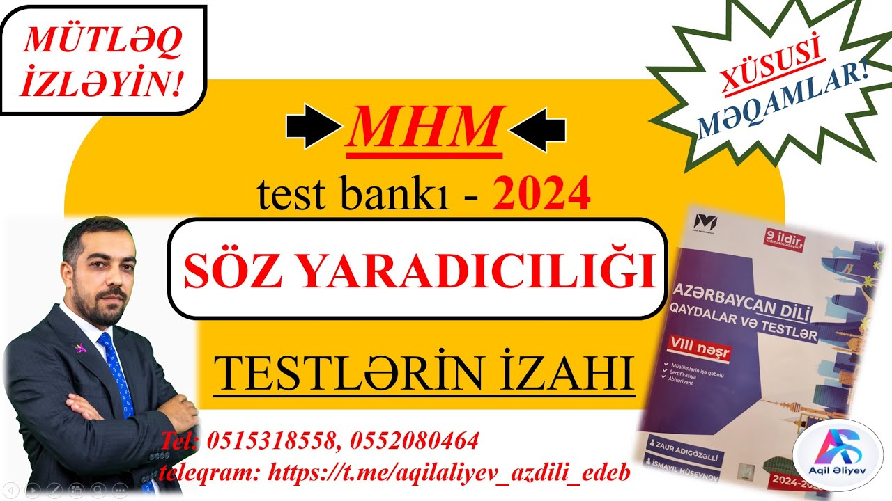 MHM-2024. SÖZ YARADICILIĞI TESTLƏRİNİN İZAHI. #miq #abituryent #azdili #motivation #study