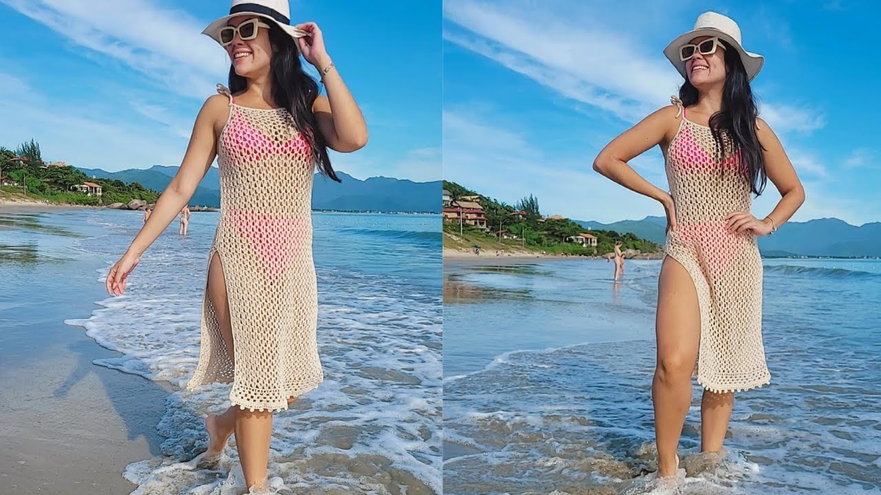 SAÍDA DE PRAIA EM CROCHE MARINA   TAMANHO P