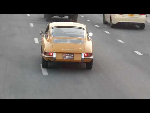 Golden Classic Porsche 912 on Dubai Umm Suqeim road 06.02.2020