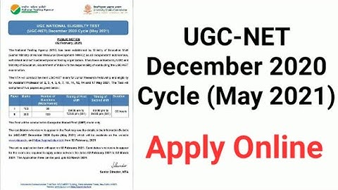 UGC-NET Online Application Form for May 2021 (Dec. 2020 Cycle)