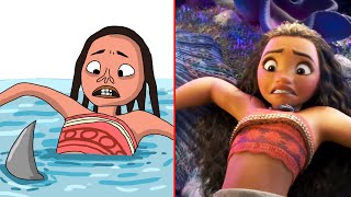 Moana Scenes Funny Drawing Meme | Try Not to Laugh 😂