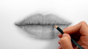 Timelapse | Drawing, shading realistic lips with graphite pencils | Emmy Kalia
