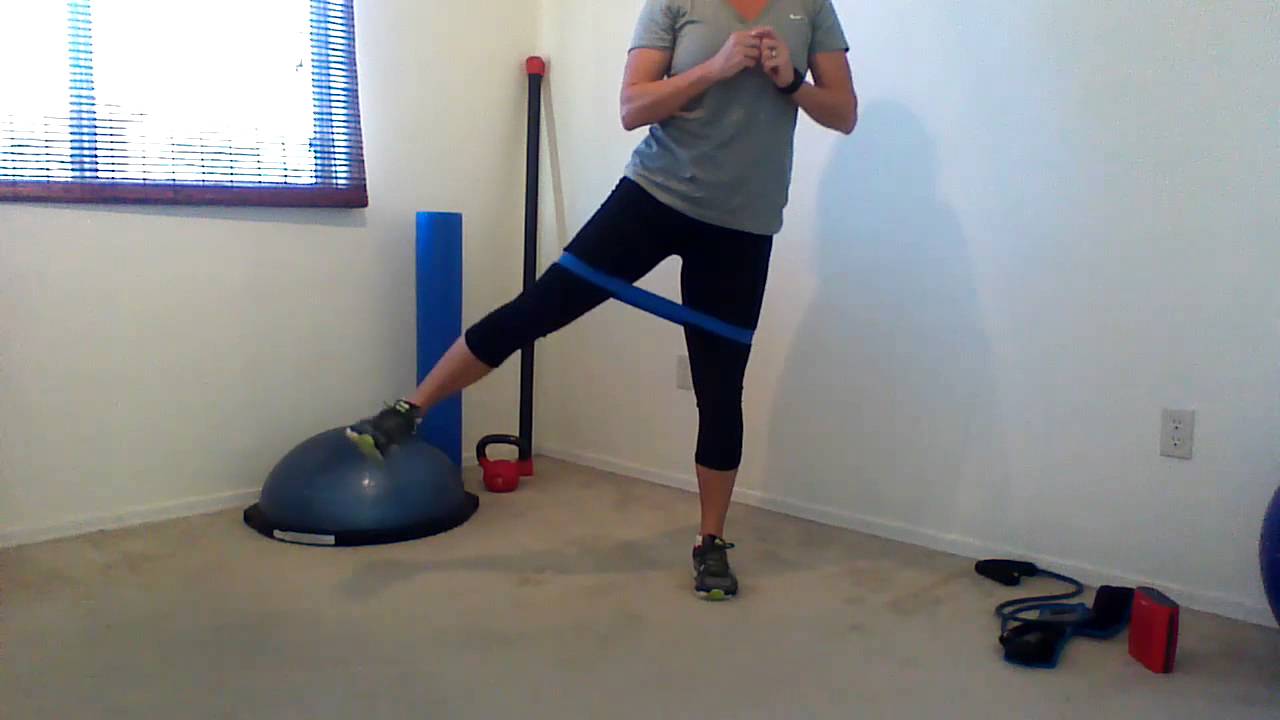 Mini band squat with side leg raise - YouTube