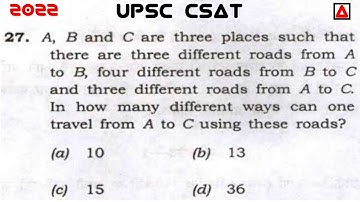 A, B And C Are Three Places Such That There Are Three Different Roads From A To B, Four Different