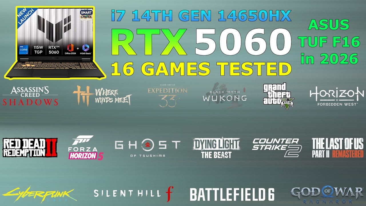 ASUS TUF F16 - RTX 5060 + i7 14th Gen 14650HX - Detailed Gaming Test