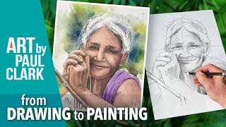 A Portrait from Drawing to Painting - an Indian Woman