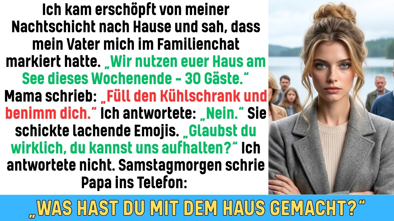 An einem Samstagmorgen standen dreißig Verwandte vor den Toren meines eigenen Hauses, und mein Vater schrie ins Telefon: „Was hast du mit dem Haus gemacht, das Markus dir gegeben hat? Öffne die...