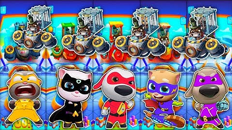 TALKING TOM HERO DASH - SUPER HEROES DIFFERENT COLOUR SUIT & SAVING ALL HEROES FULL SCREEN GAMEPLAY