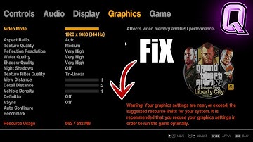 How to fix low video memory error in GTA IV || GTA 4 حل مشكلة اعدادات الجرافيك