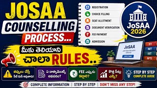 Josaa Counselling Step by step apply Process, Rules, How to apply, when to pay Fee, News seats.