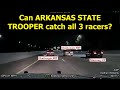 3 racing super-cars | Can Arkansas State Police Trooper catch them?  Watch pursuit reach 150-170+MPH