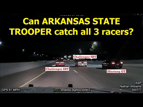 3 racing super-cars | Can Arkansas State Police Trooper catch them? Watch pursuit reach 150-170+MPH