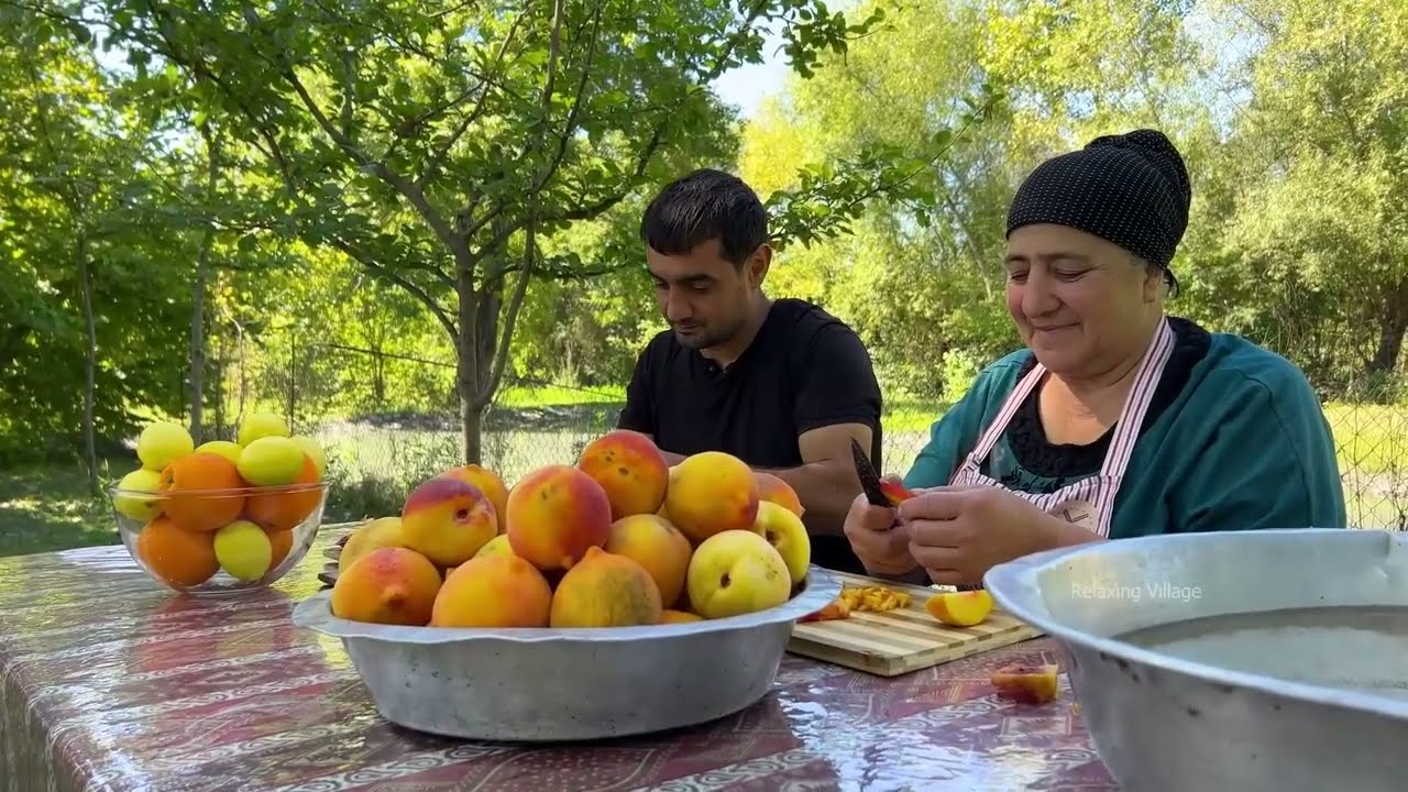 Grandma's GIANT Cauldron of Colors! 👵🏼🍎 Cooking Mixed Fruit Jam & Compote over Open Fire 🔥