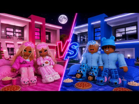 🩷GIRLS' SLEEPOVER VS BOYS' SLEEPOVER 🩵 // Brookhaven RP #roblox #brookhaven
