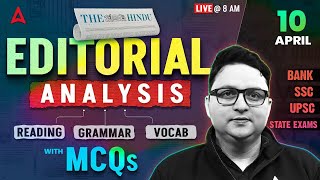 Editorial Analysis | 10th April, 2026 | Vocab, Reading, Grammar, MCQs | The Hindu Analysis