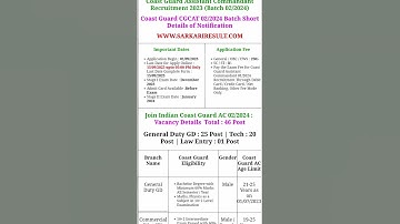 Join Indian Coast Guard has released the advertisement of recruitment to the post of Assistant.