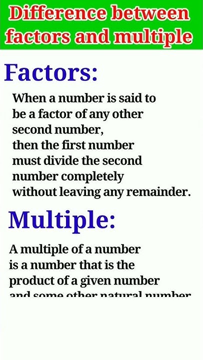 Difference between Factors and Multiple || Y 2 Mathematics - YouTube