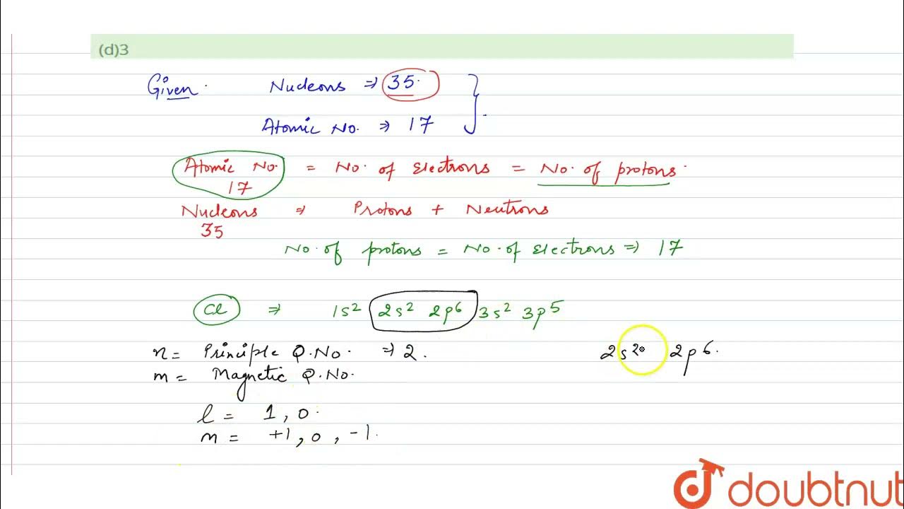 An atom has 35 nucleons and has atomis number equal to 17 . The number ...