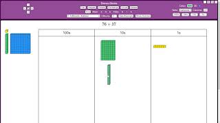 Adding a pair of two digit numbers with Dienes blocks