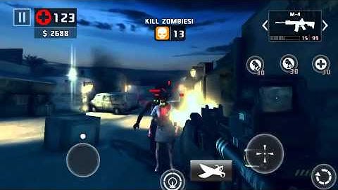 Dead trigger 2 scar & m4 level 57 gameplay take no damage iOS on hard TDU 50+