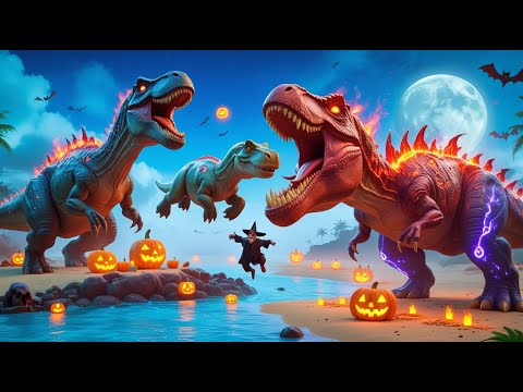 Mosasaurus vs Tyrannosaurus Rex, Velociraptor Dinosaurs Fighting in 🦖 Jurassic World Evolution 3
